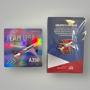 Team USA Delta Air Lines Collectible Pin & Delta Pilot Card A350 No.63 New
